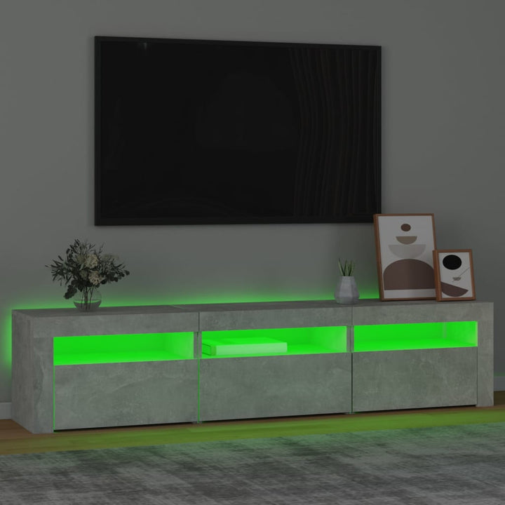 tv-bord med LED-lys 180x35x40 cm betongrå