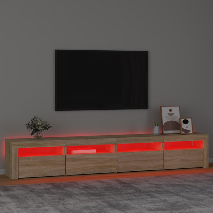 tv-skab med LED-lys 240x35x40 cm sonoma-eg