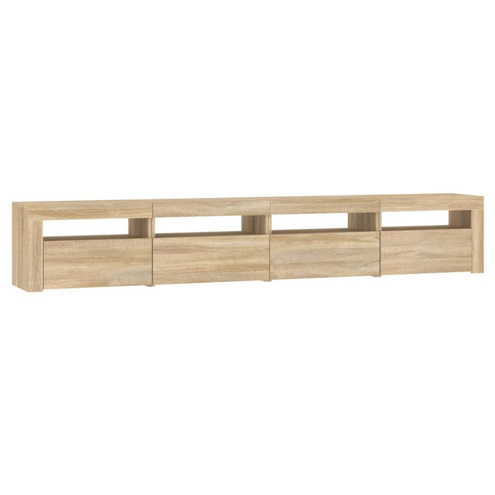tv-skab med LED-lys 240x35x40 cm sonoma-eg