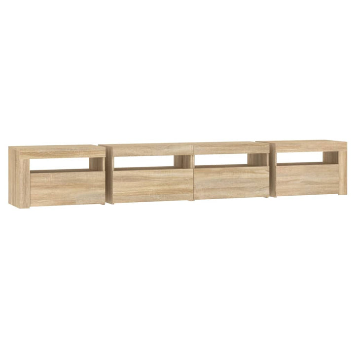 tv-skab med LED-lys 240x35x40 cm sonoma-eg