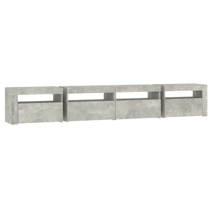 sengebord med LED-lys 240x35x40 cm betongrå