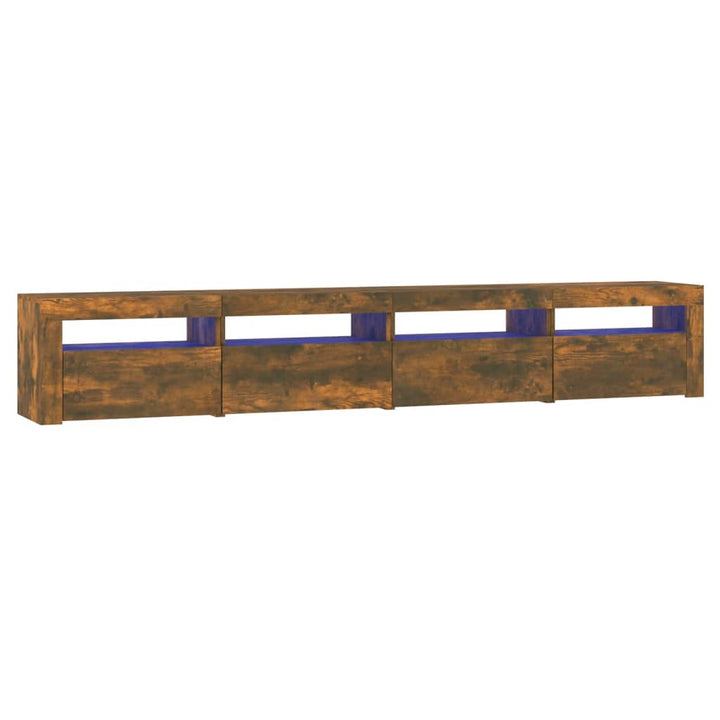 tv-skab med LED-lys 240x35x40 cm røget egetræ
