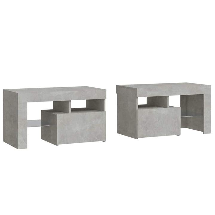sengeborde 2 stk. med LED-lys 70x36,5x40 cm betongrå