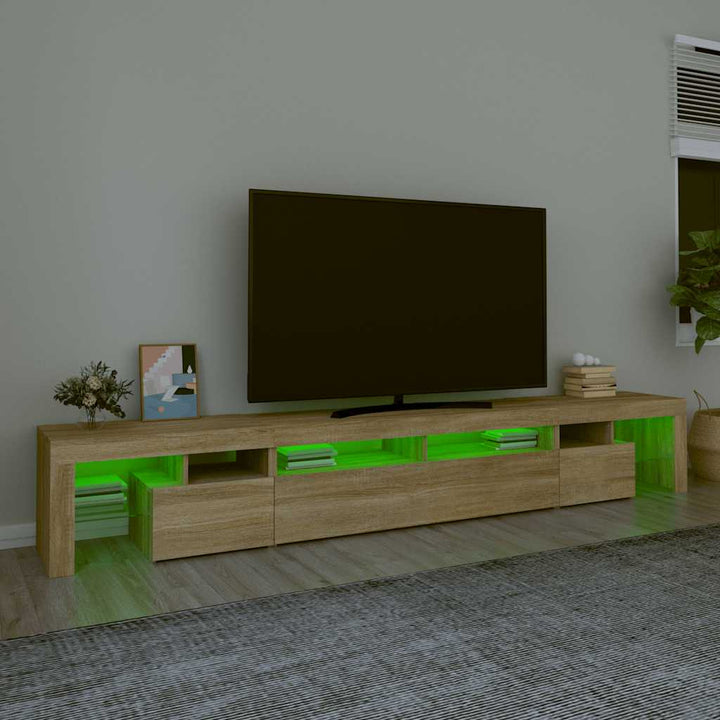 tv-skab med LED-lys 260x36,5x40 cm sonoma-eg