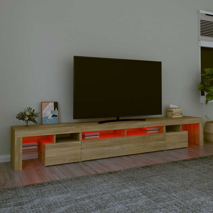 tv-skab med LED-lys 260x36,5x40 cm sonoma-eg
