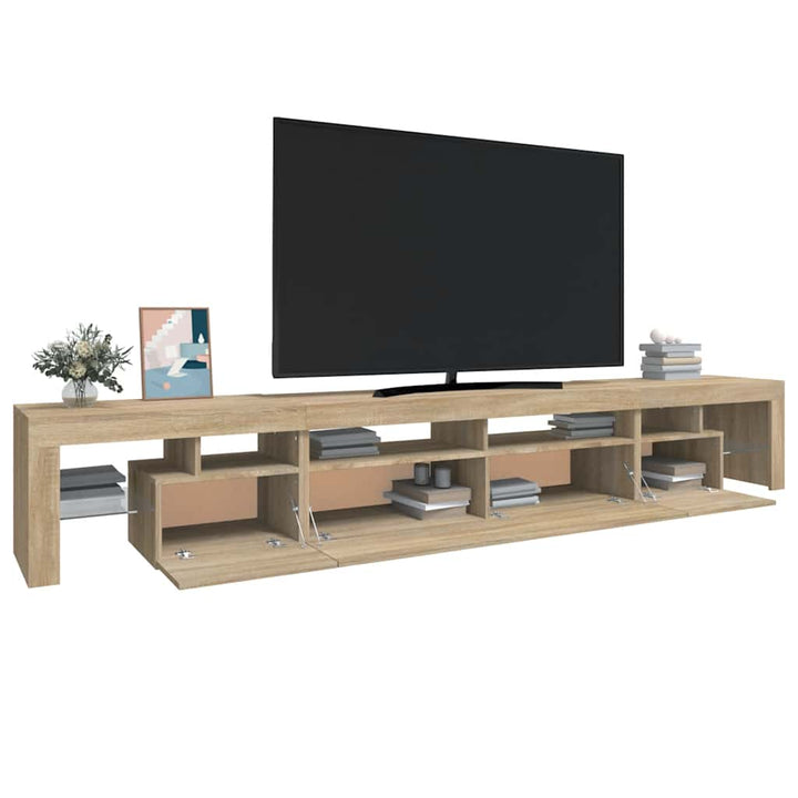 tv-skab med LED-lys 260x36,5x40 cm sonoma-eg