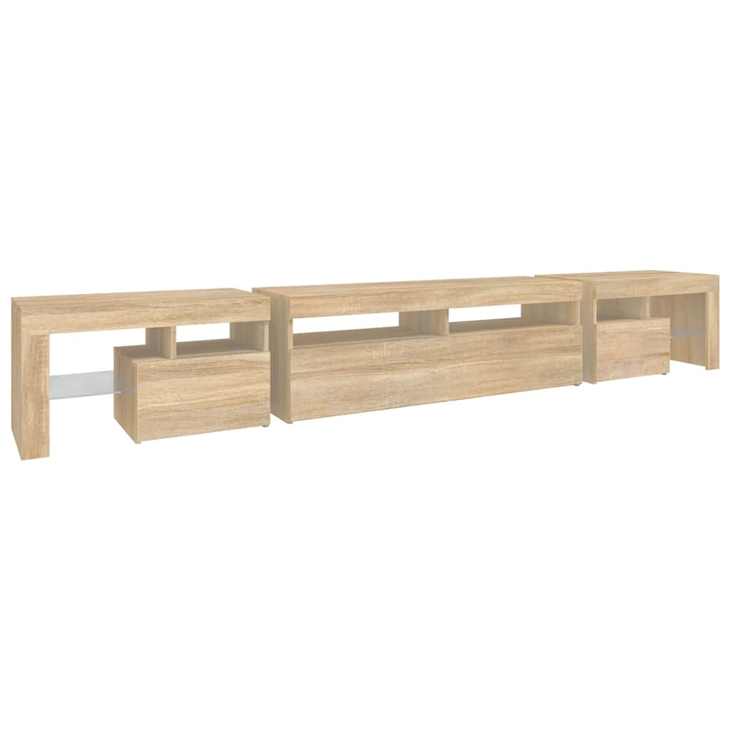 tv-skab med LED-lys 260x36,5x40 cm sonoma-eg