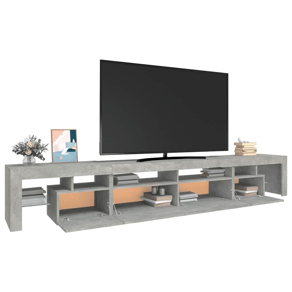 tv-bord med LED-lys 260x36,5x40 cm betongrå