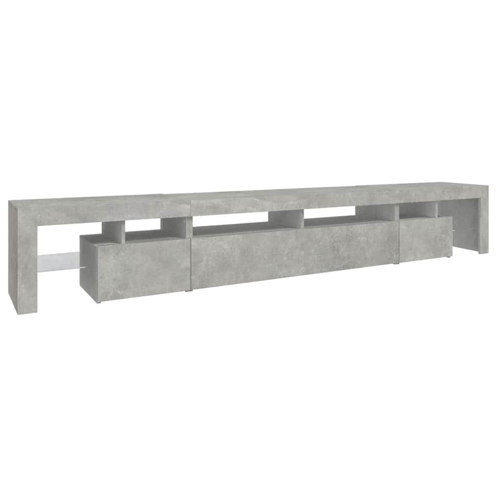 tv-bord med LED-lys 260x36,5x40 cm betongrå