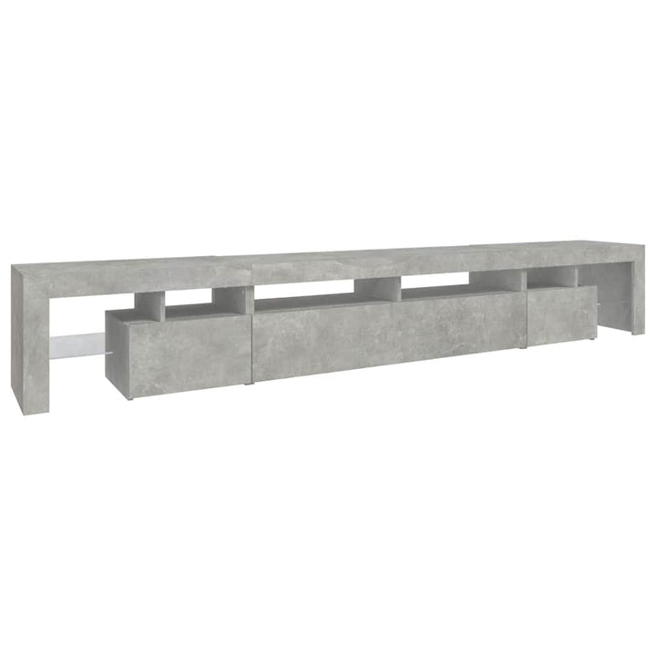 tv-bord med LED-lys 260x36,5x40 cm betongrå