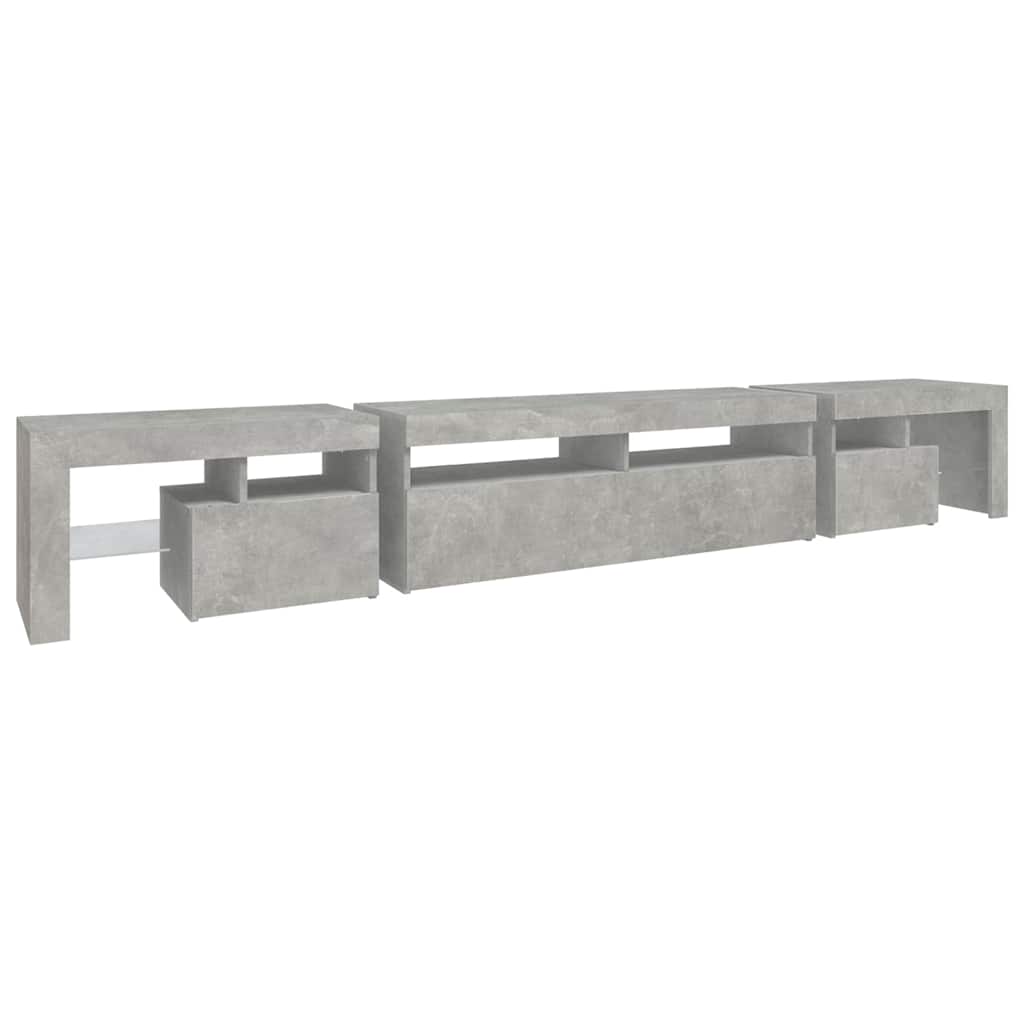 tv-bord med LED-lys 260x36,5x40 cm betongrå
