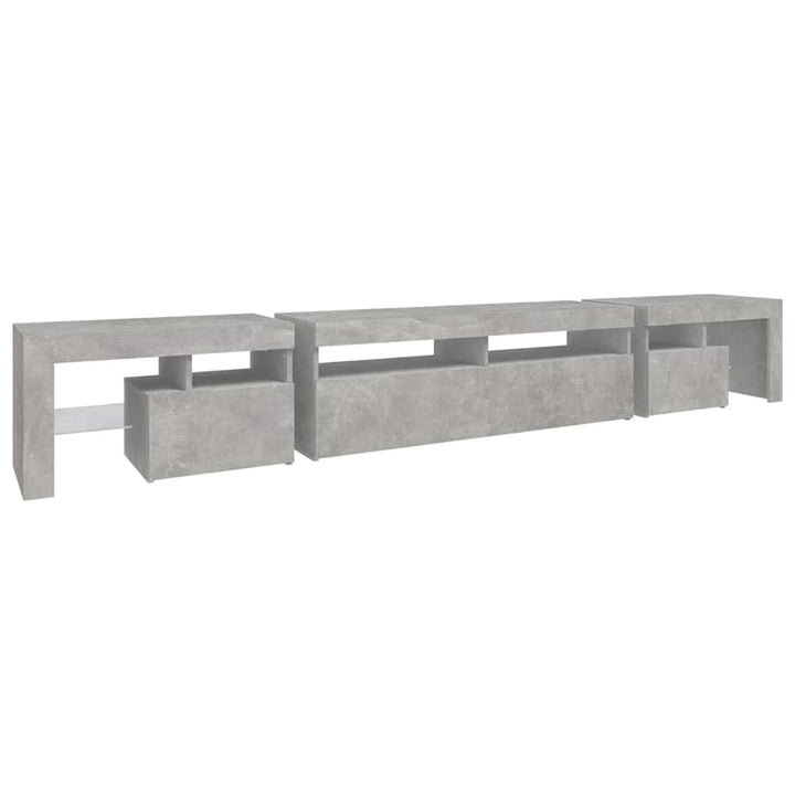 tv-bord med LED-lys 260x36,5x40 cm betongrå