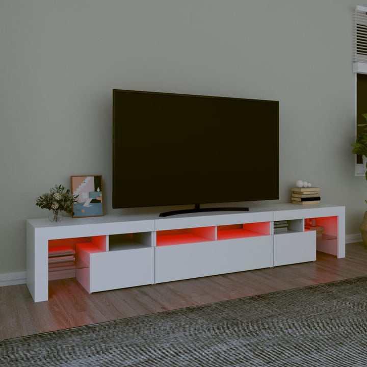 tv-skab med LED-lys 230x36,5x40 cm hvid