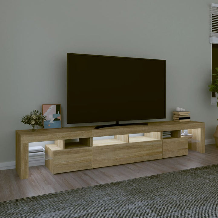tv-skab med LED-lys 230x36,5x40 cm sonoma-eg