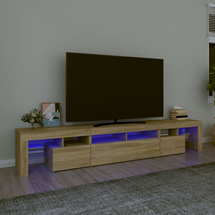 tv-skab med LED-lys 230x36,5x40 cm sonoma-eg