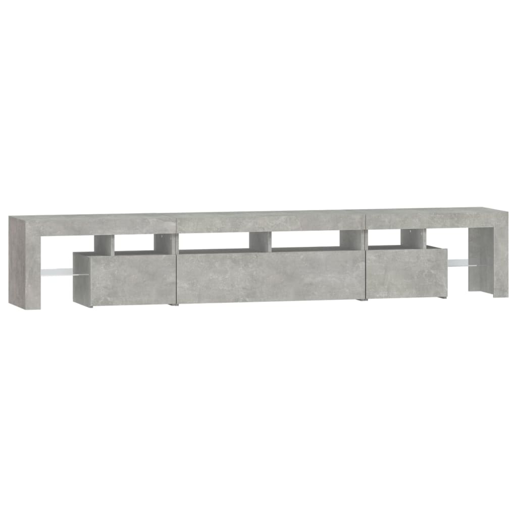 sengebord med LED-lys 230x36,5x40 cm betongrå
