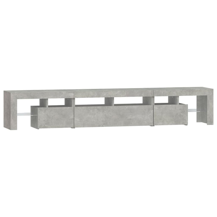sengebord med LED-lys 230x36,5x40 cm betongrå