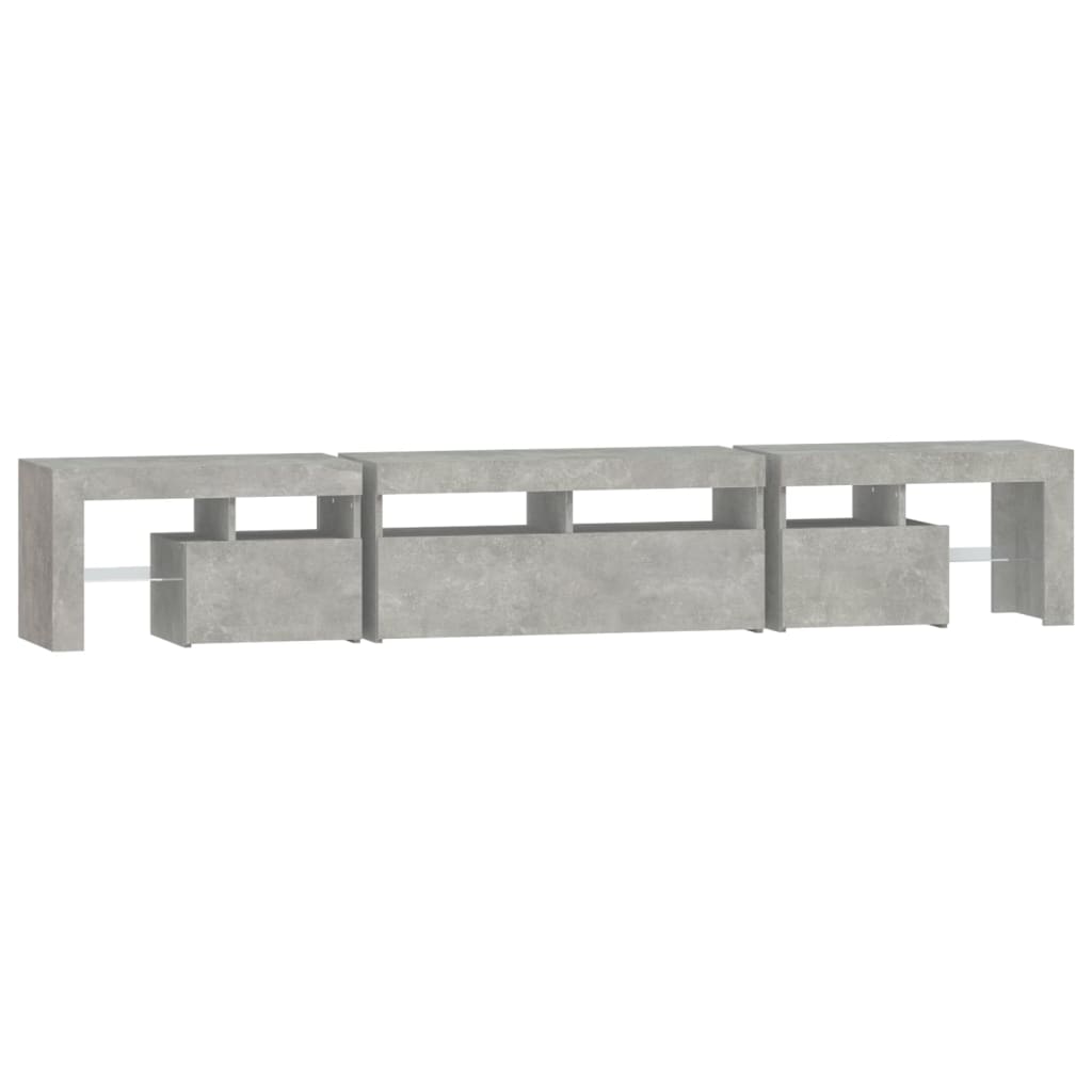 sengebord med LED-lys 230x36,5x40 cm betongrå