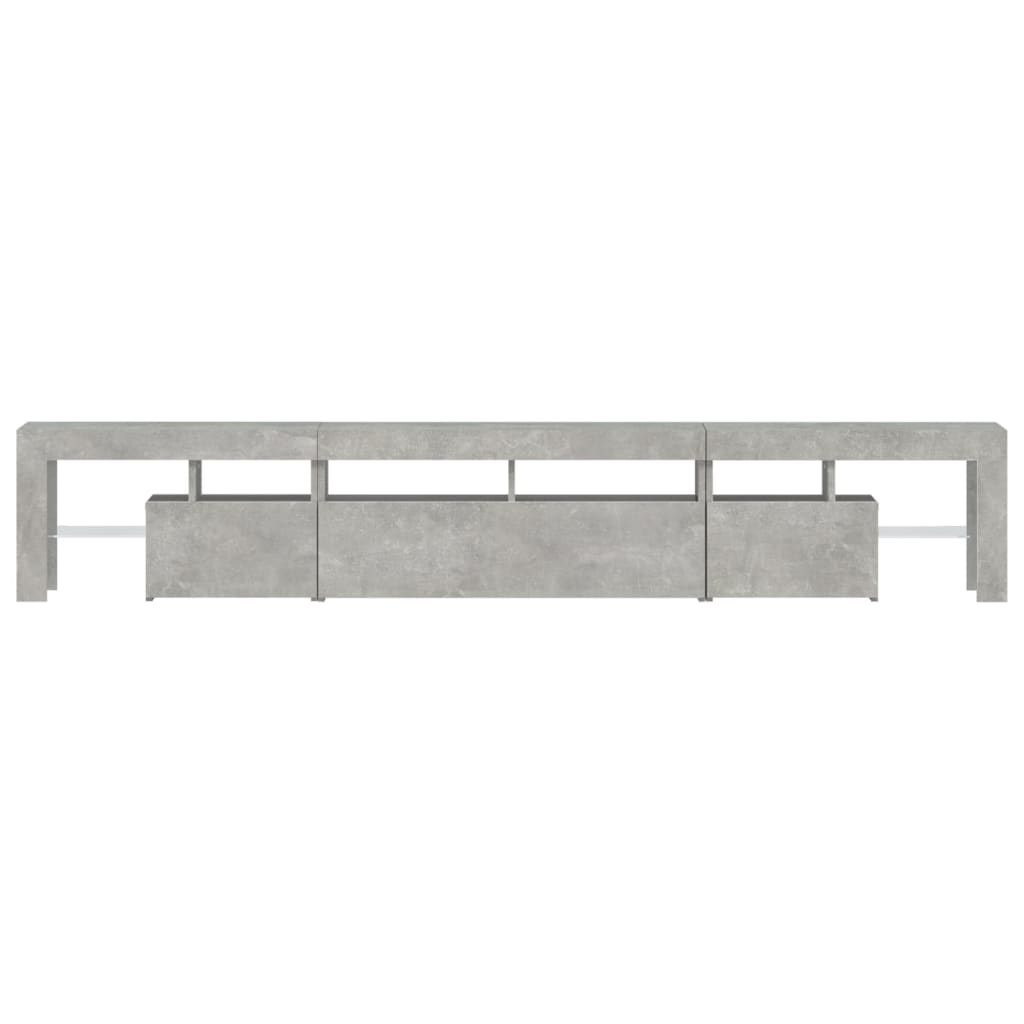 sengebord med LED-lys 230x36,5x40 cm betongrå