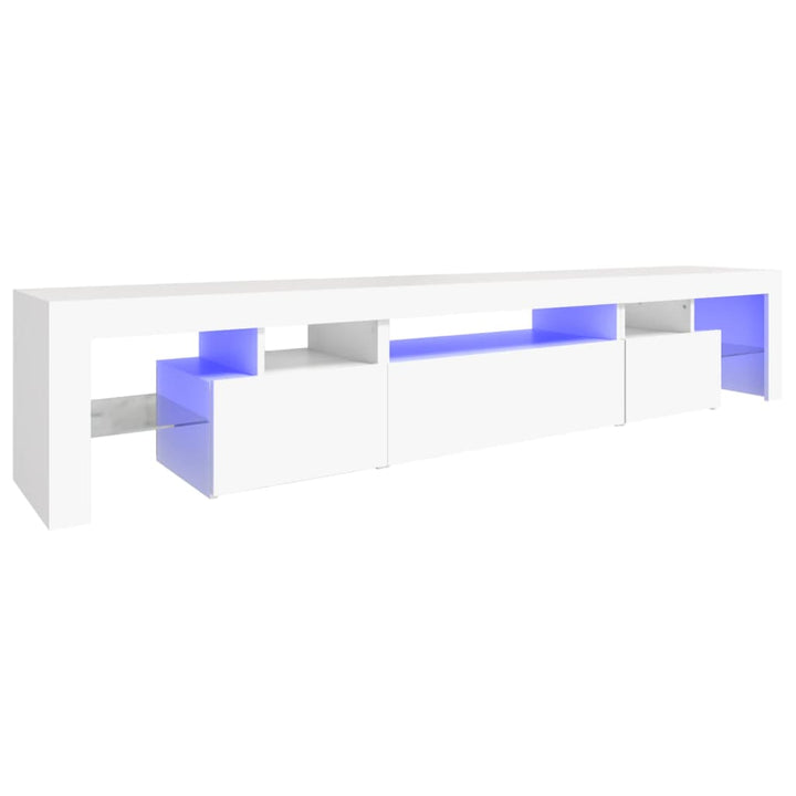 tv-skab med LED-lys 215x36,5x40 cm hvid