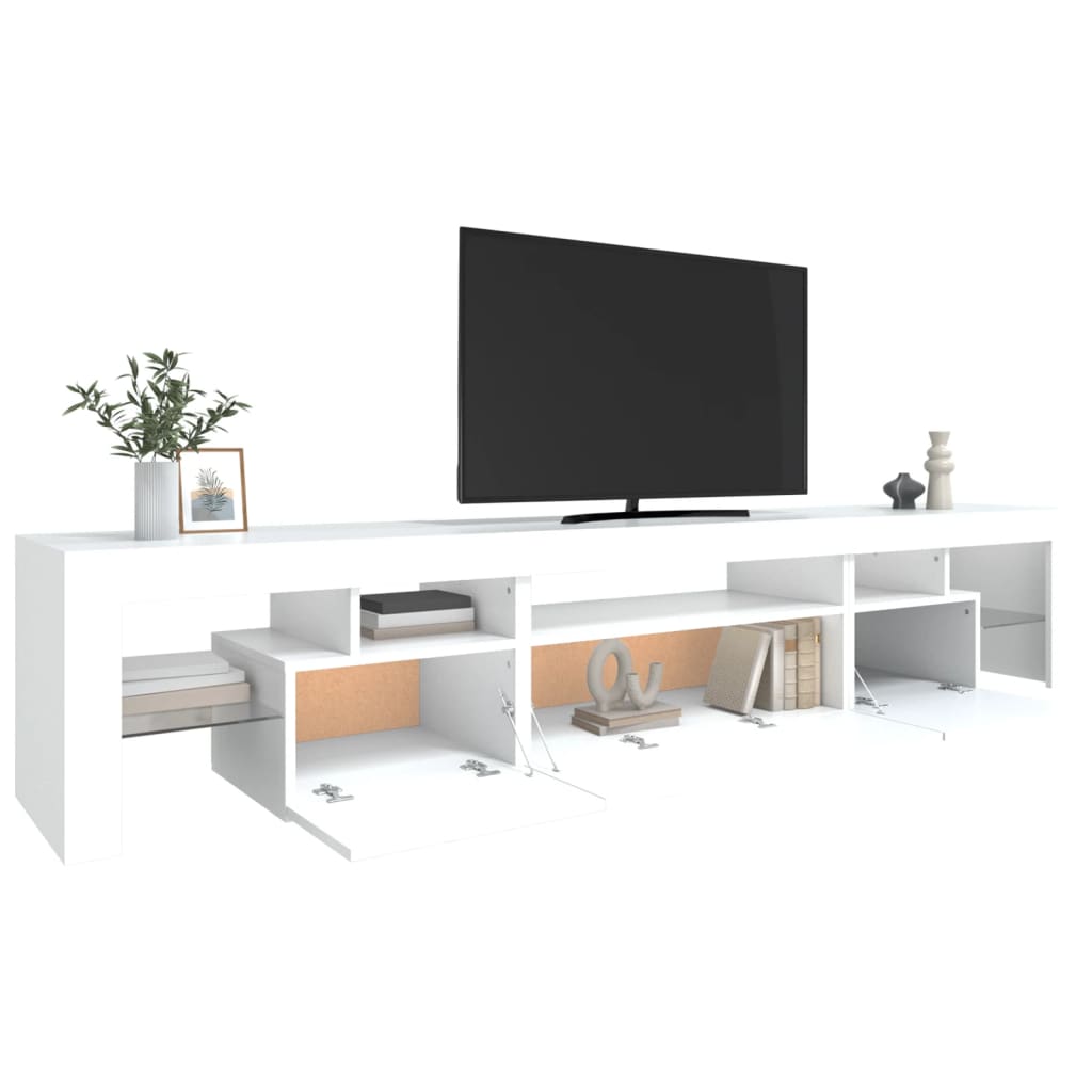 tv-skab med LED-lys 215x36,5x40 cm hvid
