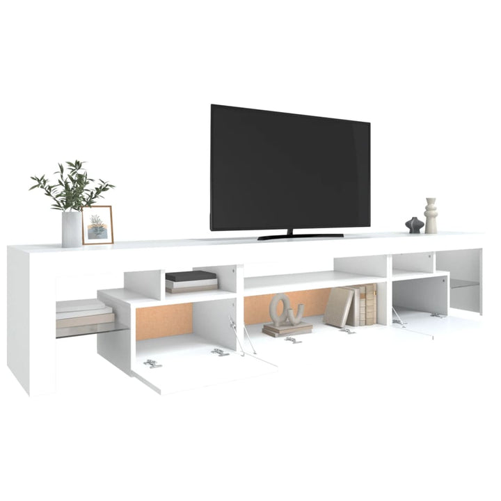 tv-skab med LED-lys 215x36,5x40 cm hvid