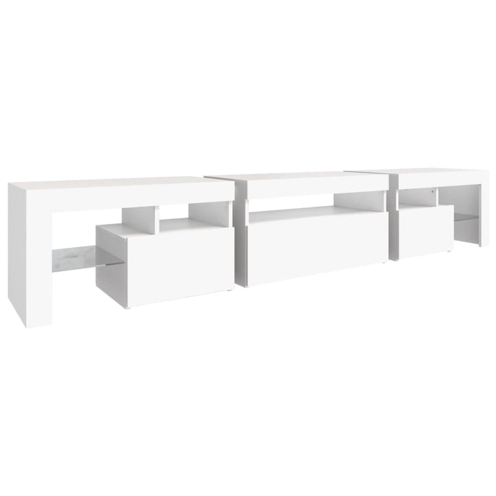 tv-skab med LED-lys 215x36,5x40 cm hvid