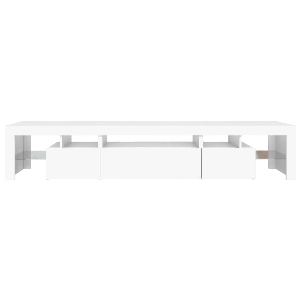 tv-skab med LED-lys 215x36,5x40 cm hvid