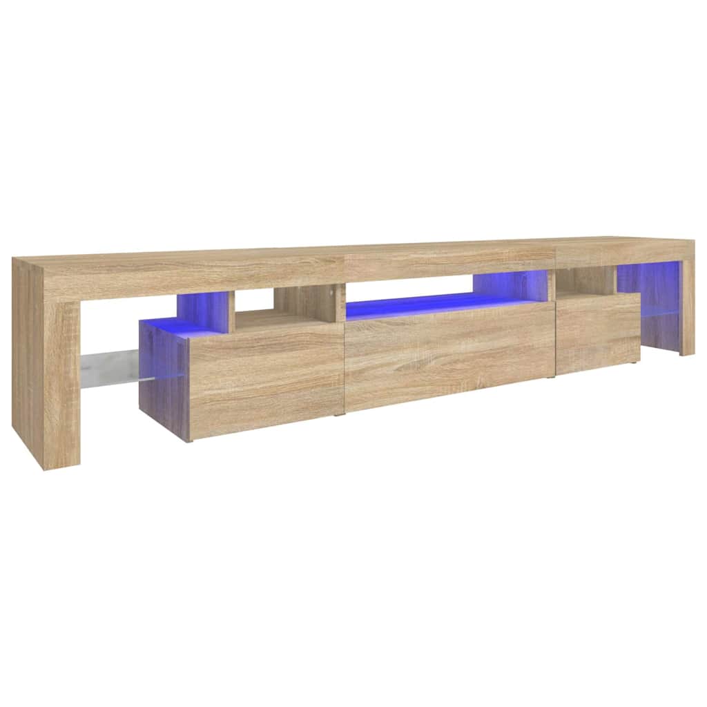 tv-skab med LED-lys 215x36,5x40 cm sonoma-eg
