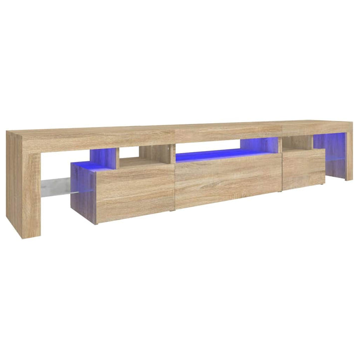 tv-skab med LED-lys 215x36,5x40 cm sonoma-eg