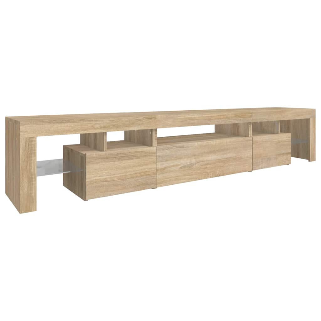 tv-skab med LED-lys 215x36,5x40 cm sonoma-eg