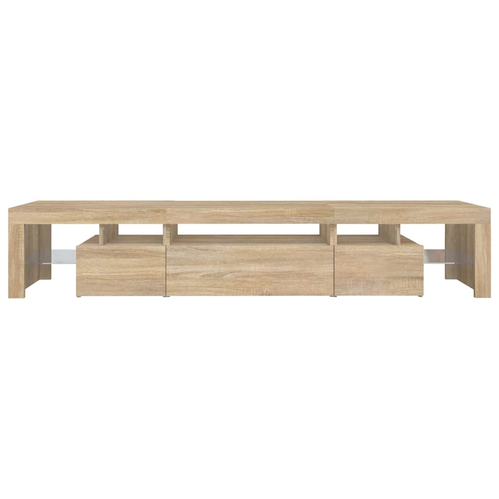 tv-skab med LED-lys 215x36,5x40 cm sonoma-eg