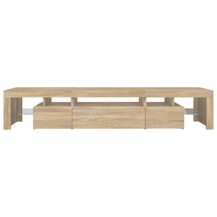 tv-skab med LED-lys 215x36,5x40 cm sonoma-eg