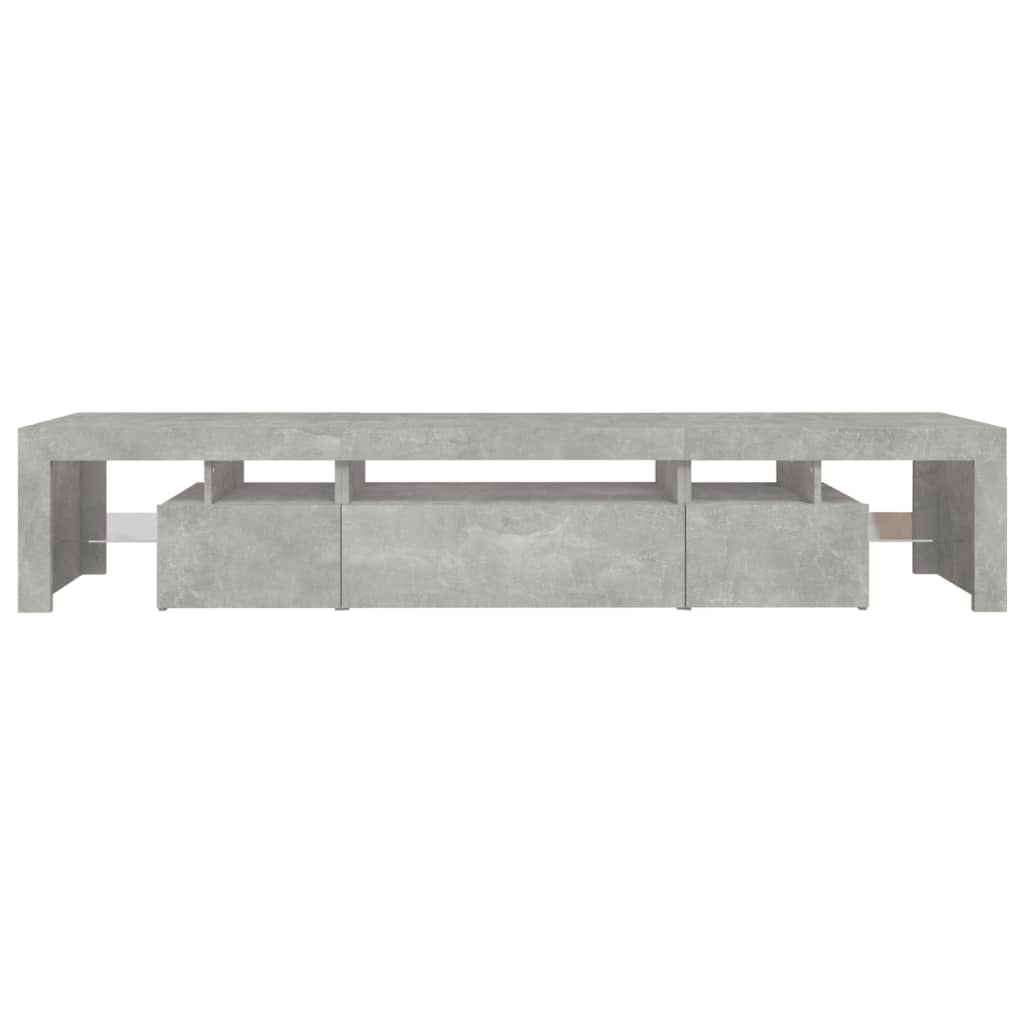 sengebord med LED-lys 215x36,5x40 cm betongrå