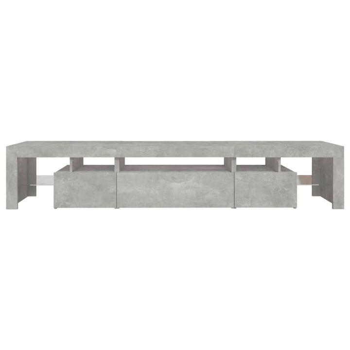 sengebord med LED-lys 215x36,5x40 cm betongrå