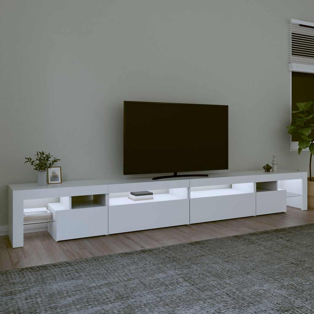 tv-skab med LED-lys 290x36,5x40 cm hvid