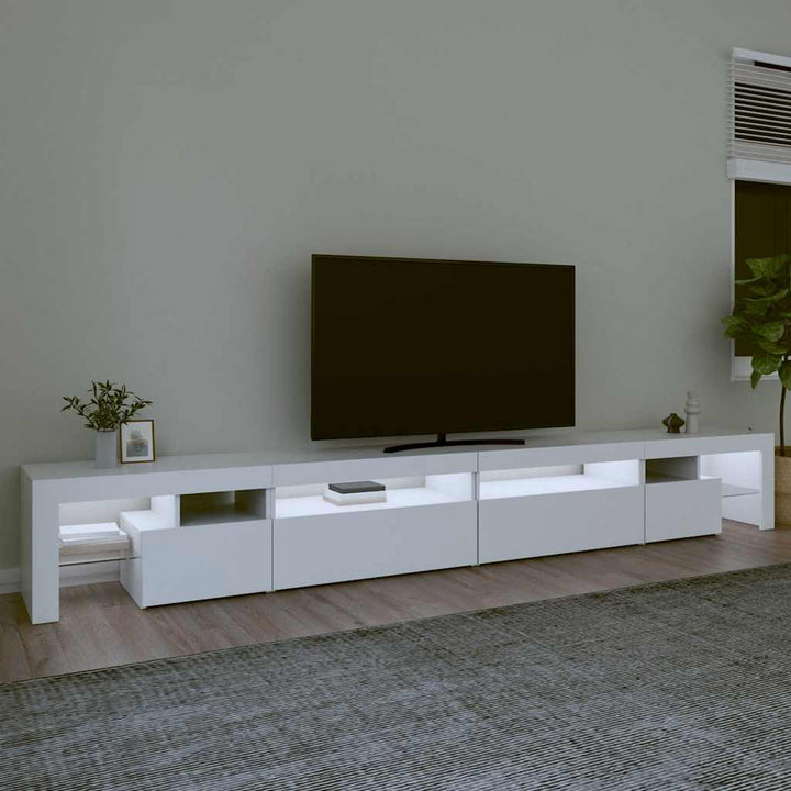tv-skab med LED-lys 290x36,5x40 cm hvid