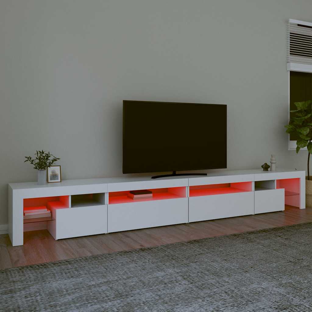 tv-skab med LED-lys 290x36,5x40 cm hvid