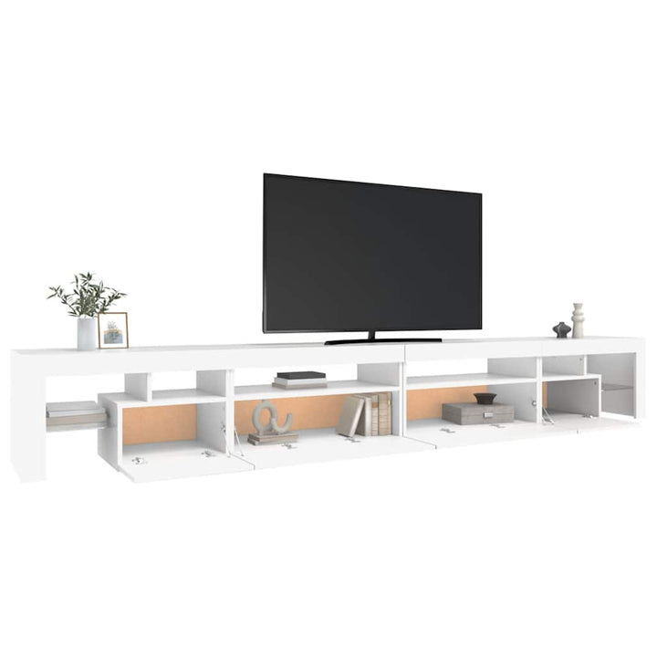tv-skab med LED-lys 290x36,5x40 cm hvid