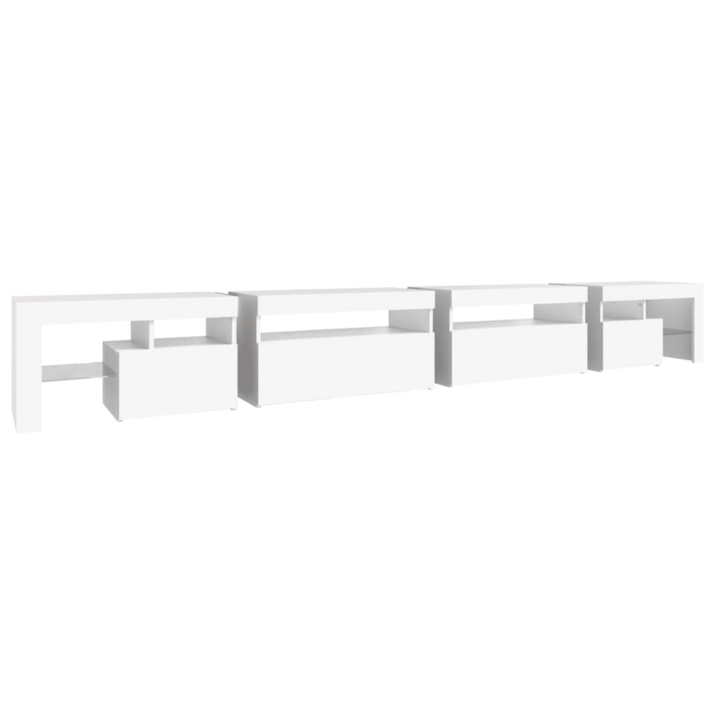 tv-skab med LED-lys 290x36,5x40 cm hvid