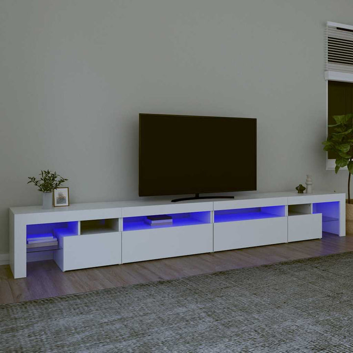 tv-skab med LED-lys 290x36,5x40 cm hvid