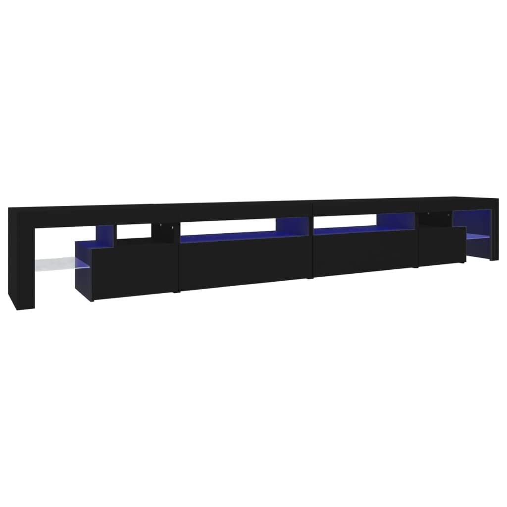 tv-bord med LED-lys 290x36,5x40 cm sort