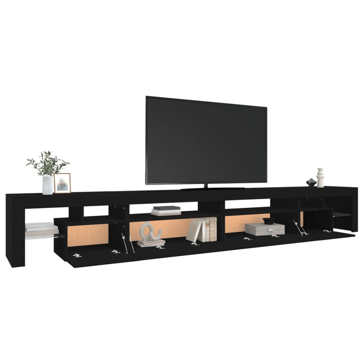 tv-bord med LED-lys 290x36,5x40 cm sort