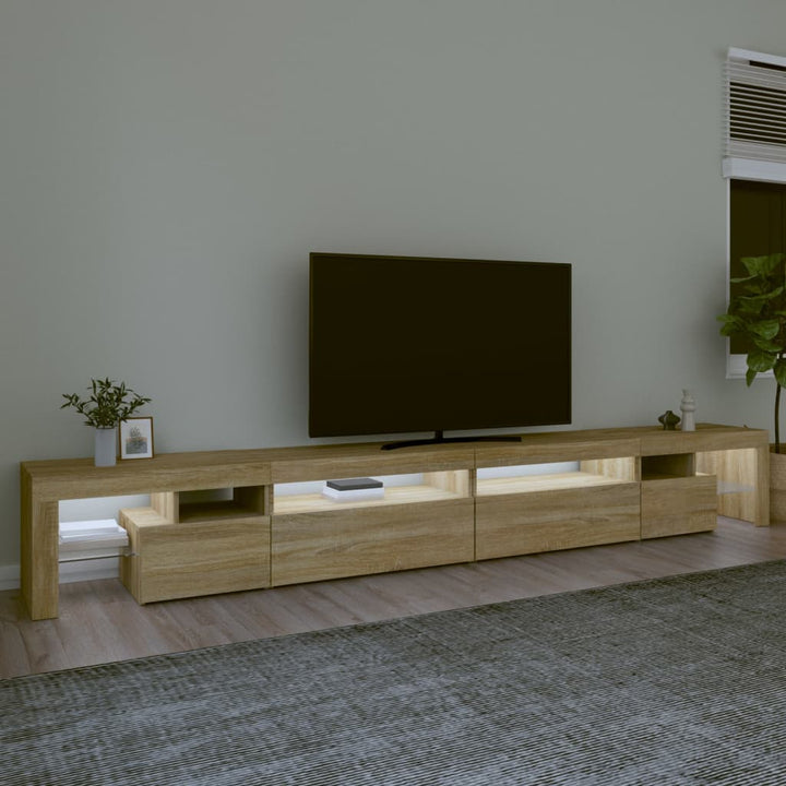 tv-bord med LED-lys 290x36,5x40 cm sonoma-eg