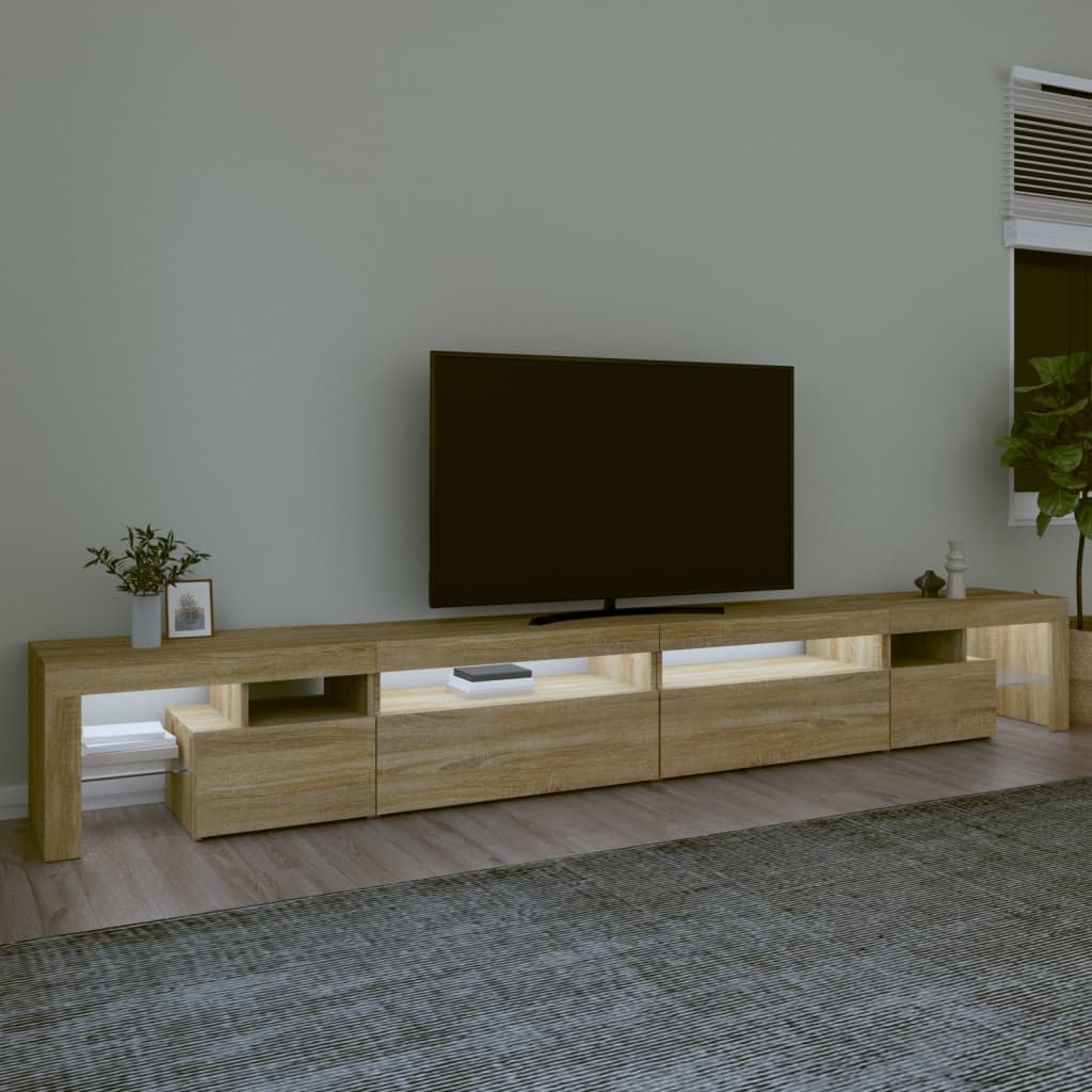 tv-bord med LED-lys 290x36,5x40 cm sonoma-eg