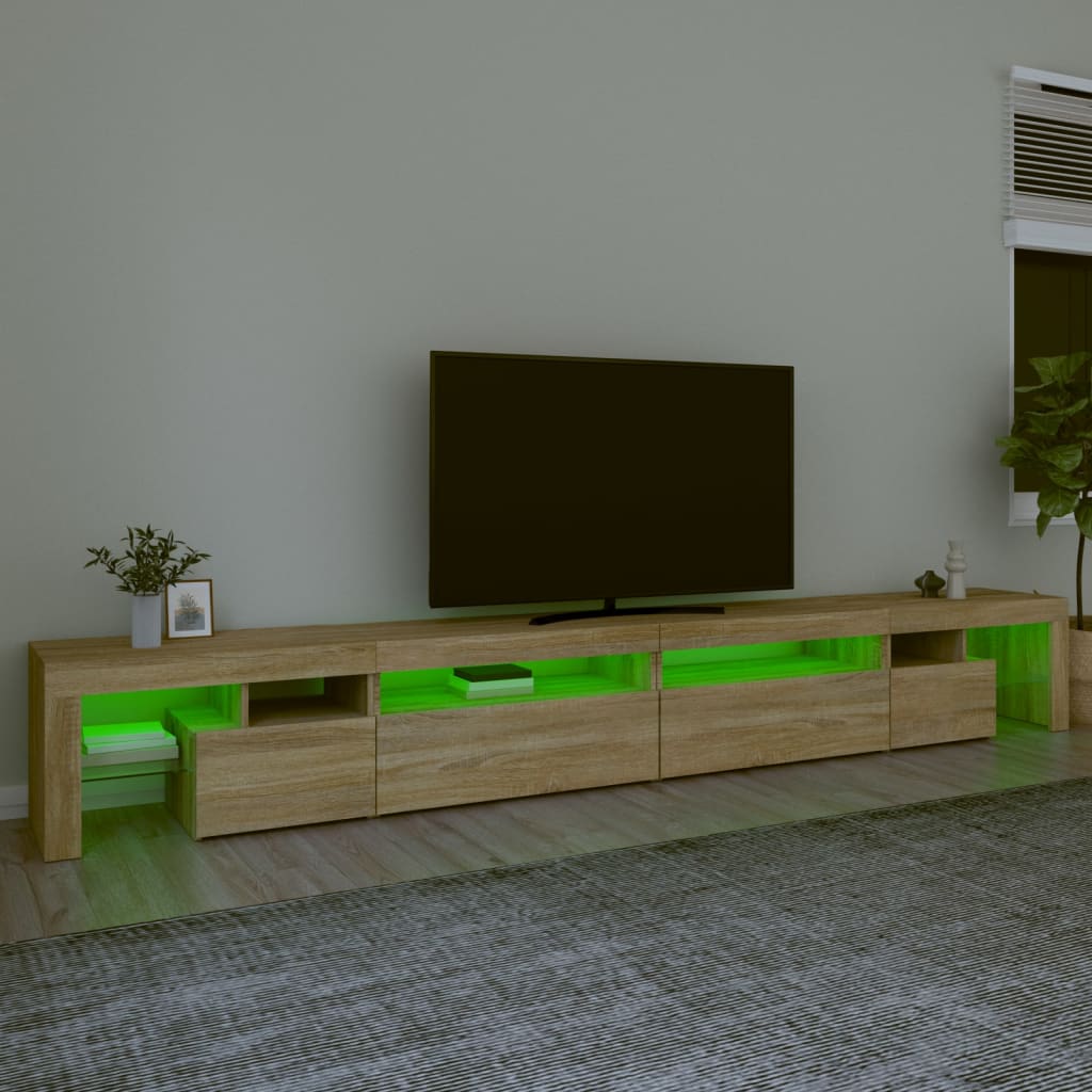tv-bord med LED-lys 290x36,5x40 cm sonoma-eg