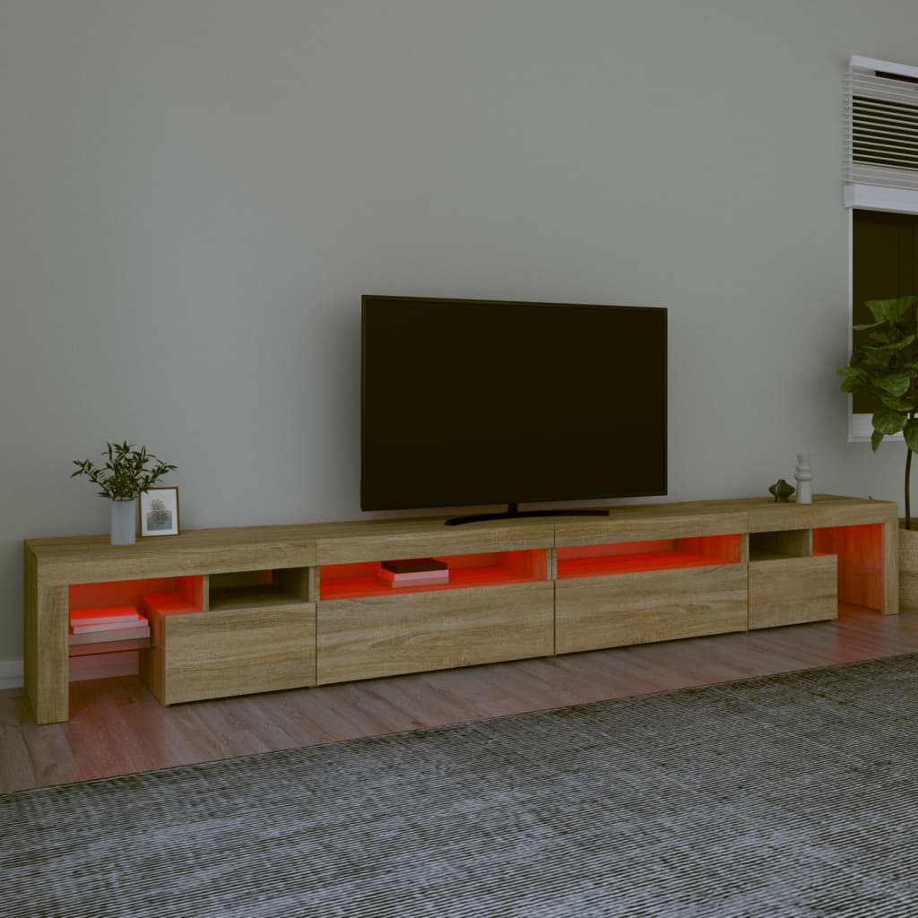tv-bord med LED-lys 290x36,5x40 cm sonoma-eg