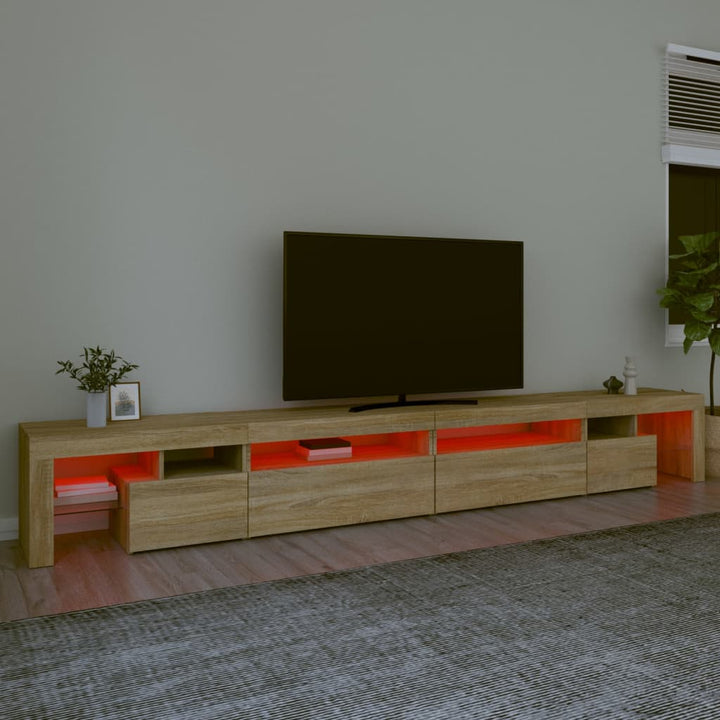tv-bord med LED-lys 290x36,5x40 cm sonoma-eg