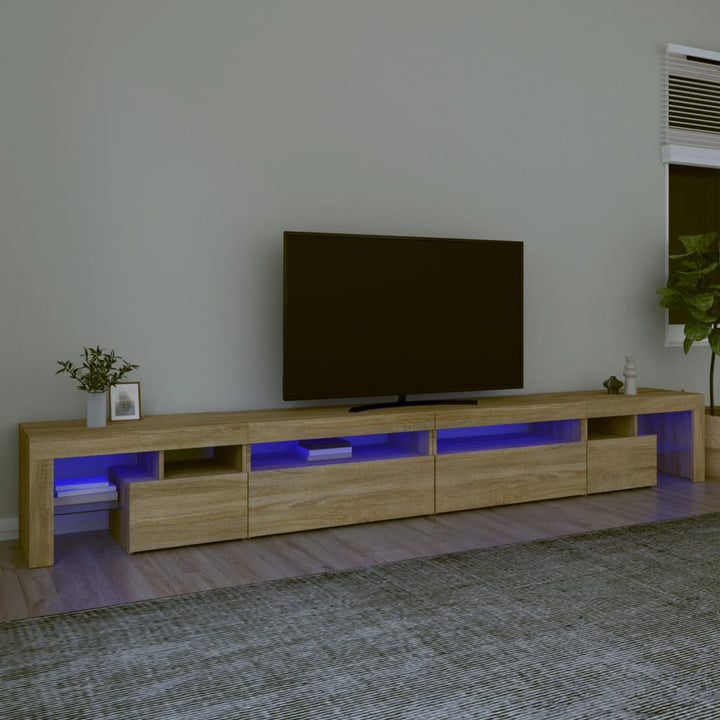 tv-bord med LED-lys 290x36,5x40 cm sonoma-eg