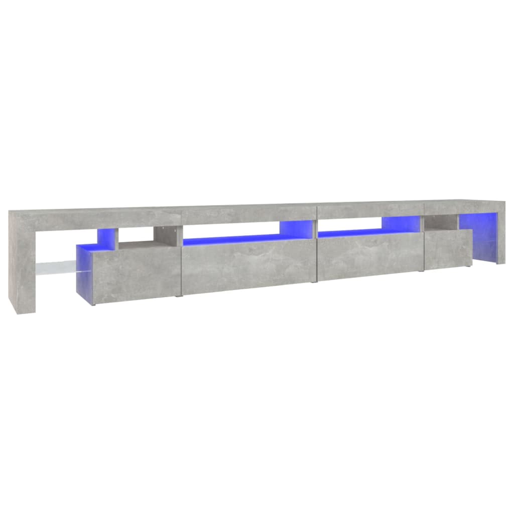 tv-bord med LED-lys 290x36,5x40 cm betongrå